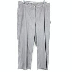 J.Jill Linen Stretch Pants Womens Sz 16 Gray Multi Stripe Elastic Back Waist NEW